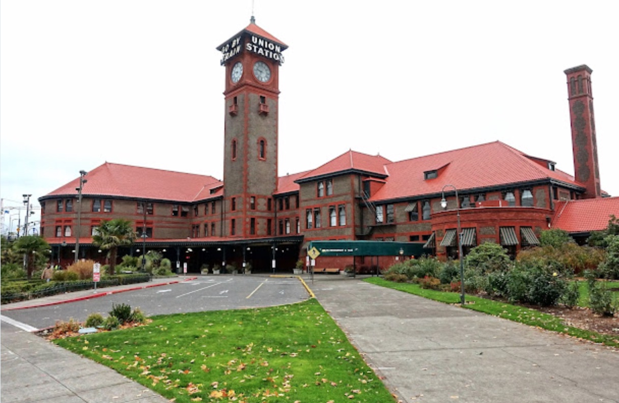 Portland Union Station's beautiful clock tower.