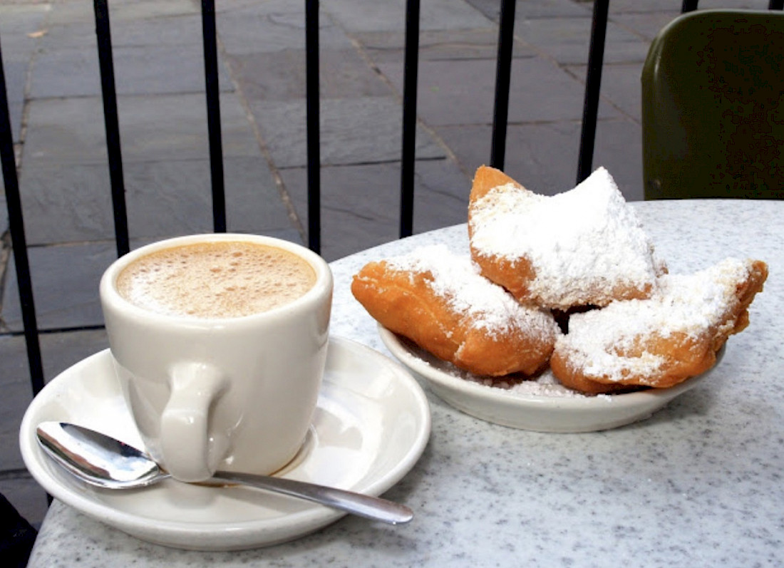 Beignet and cafe-au-lait are a treat any time of day.
