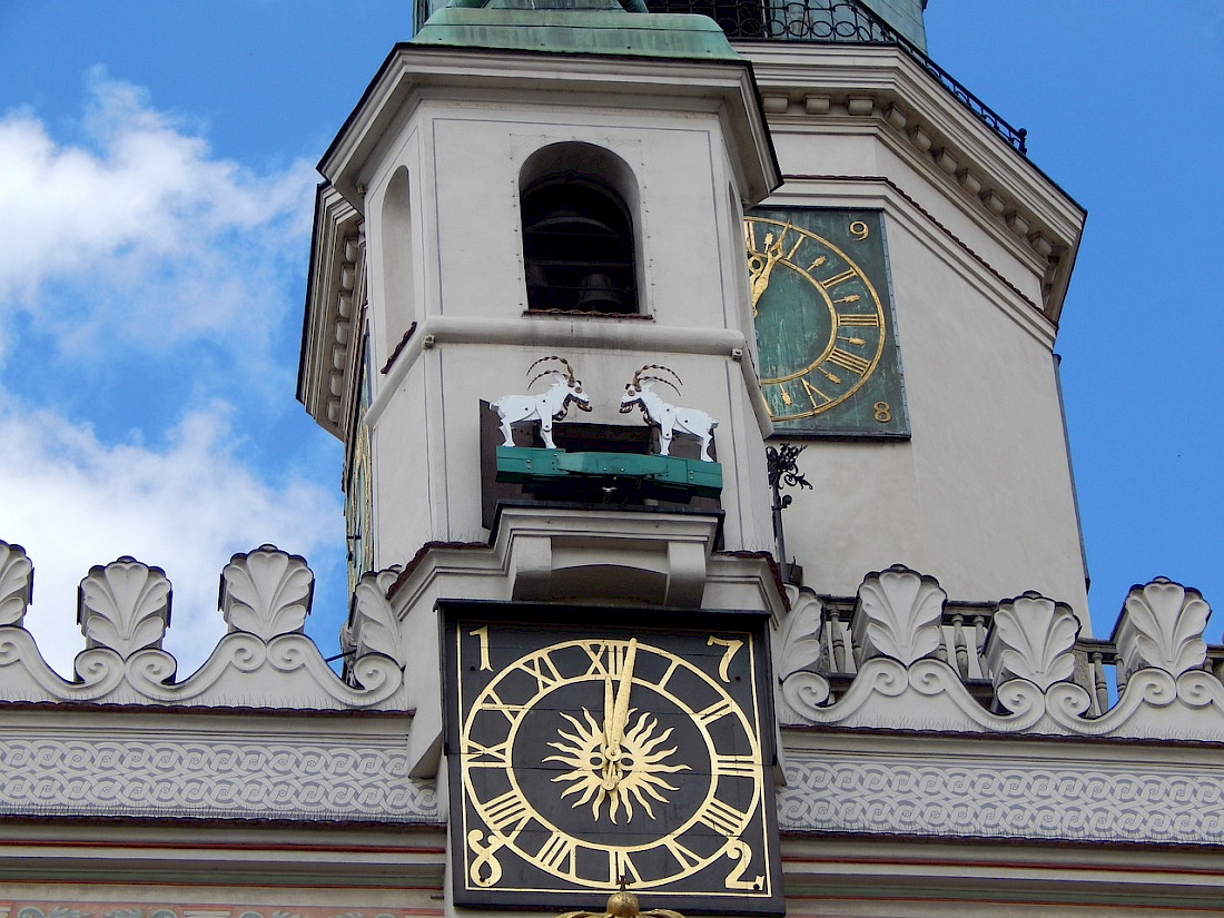 The unique Poznań Goats Clock show at the Town Hall.
